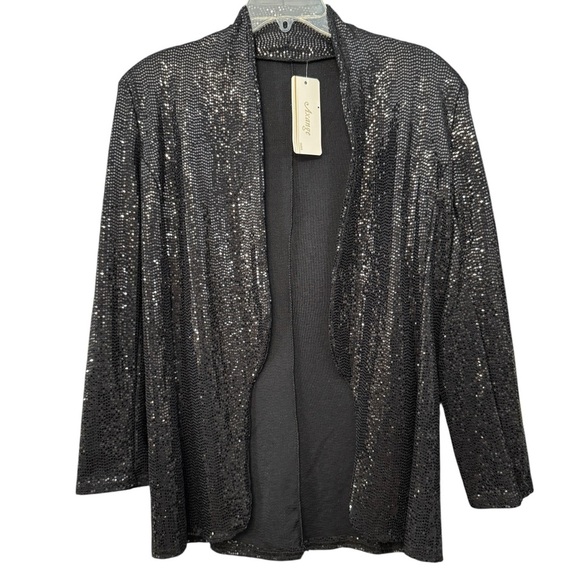 Axange Paris Black Sequin Open Jacket NWT | Made in France - Picture 1 of 6
